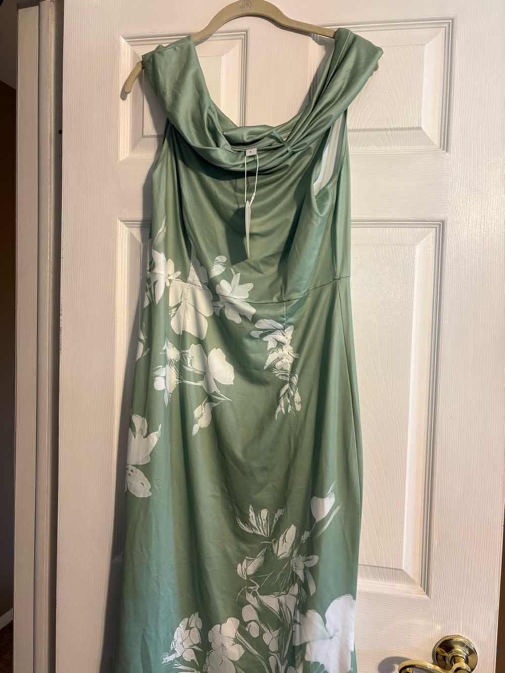 Sleeveless Sage Green Floral Maxi Dress